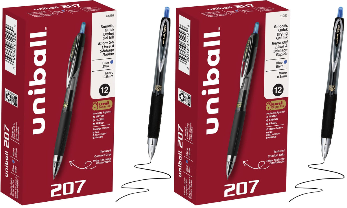 uniball™ 207 Plus+ Gel Pens, Black Ink, 0.7mm Medium Point, 4 Count