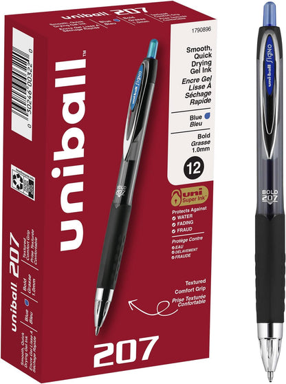 uniball™ 207 Plus+ Gel Pens, Black Ink, 0.7mm Medium Point, 4 Count