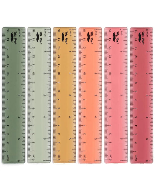 Mr. Pen- Plastic Ruler Set, 6 Pack, 6 Inch, Vintage Colors