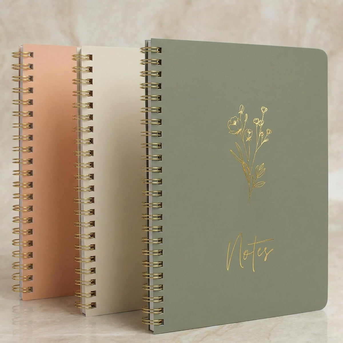 Aesthetic Spiral Notebook Set of 3 For Women - Cute College Ruled 7x5