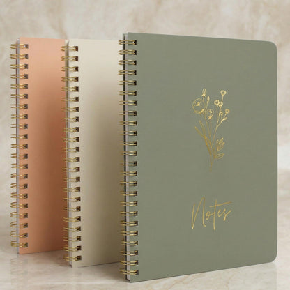 Aesthetic Spiral Notebook Set of 3 For Women - Cute College Ruled 7x5