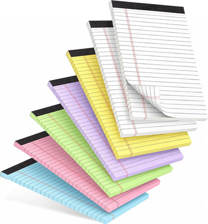 7 PCS Note Pads 5x8 Small Legal Pads 210 Sheets, Perforated Small Notebook Notepad 5 x 8 ,College Ruled Lined Paper Pads 80GSM, Mini Hard Backing Writing Pads Memo for Work School &Office Supplies-Multicolor