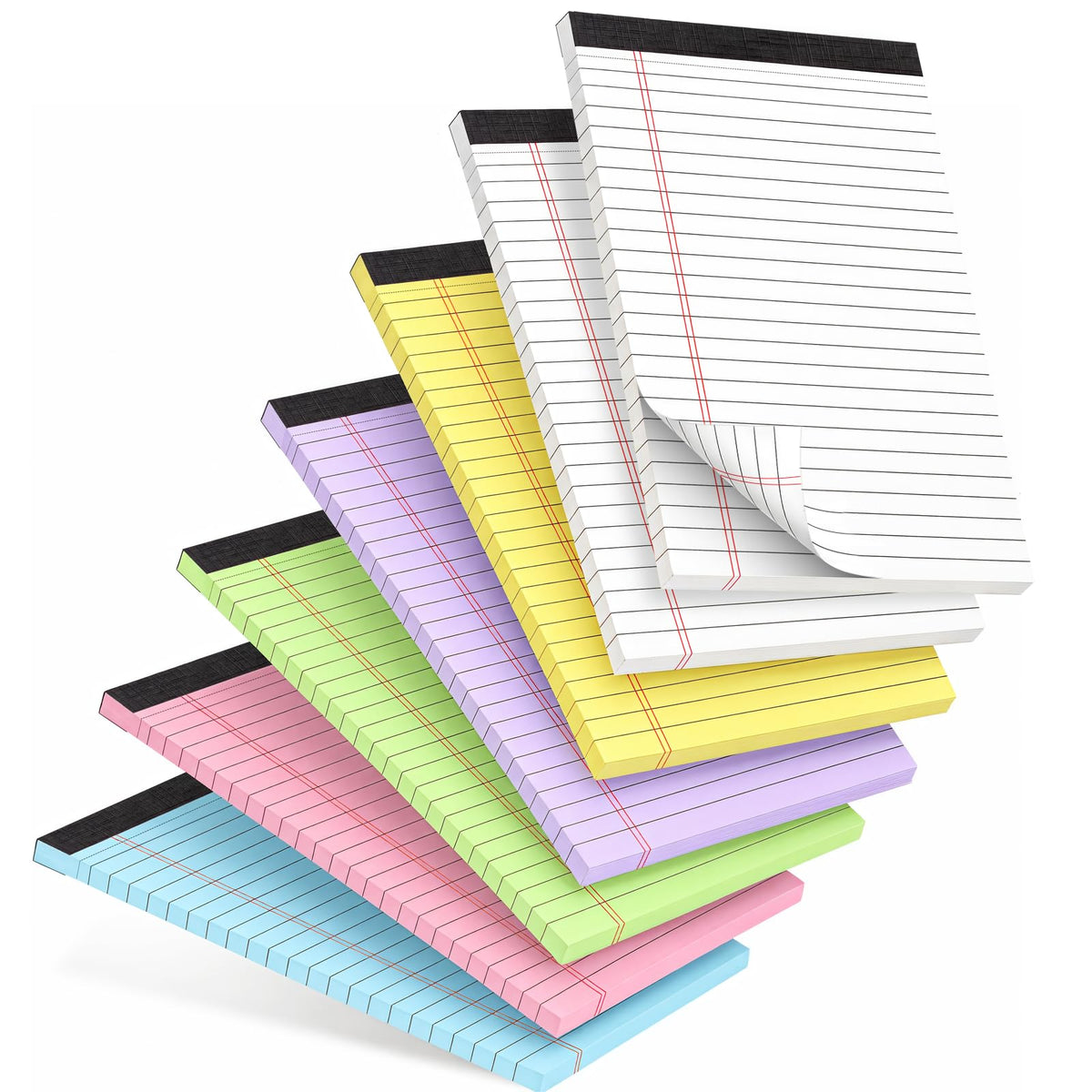 7 PCS Note Pads 5x8 Small Legal Pads 210 Sheets, Perforated Small Notebook Notepad 5 x 8 ,College Ruled Lined Paper Pads 80GSM, Mini Hard Backing Writing Pads Memo for Work School &Office Supplies-Multicolor