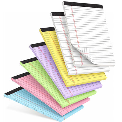 7 PCS Note Pads 5x8 Small Legal Pads 210 Sheets, Perforated Small Notebook Notepad 5 x 8 ,College Ruled Lined Paper Pads 80GSM, Mini Hard Backing Writing Pads Memo for Work School &Office Supplies-Multicolor