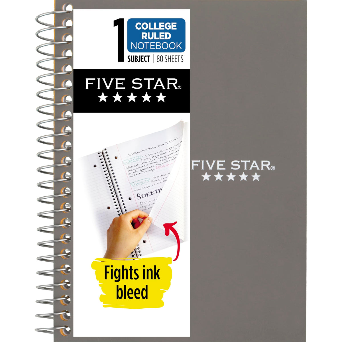 Five Star Spiral Notebook, 1 Subject, College Ruled Paper, 4-3/8" x 7", Small Size, 80 Sheets, Fights Ink Bleed, Water Resistant Cover, Seaglass Green (450048CH1-ECM)