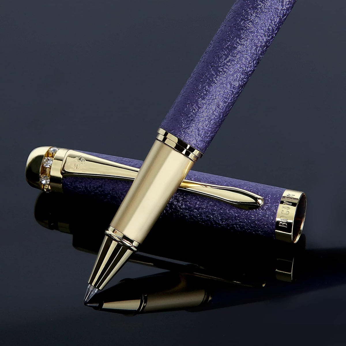 Rollerball Pens - Luxury Gift Set for Women, Refillable Black Ink Pens for Executive Office, Professional, Designer Pens (Purple)