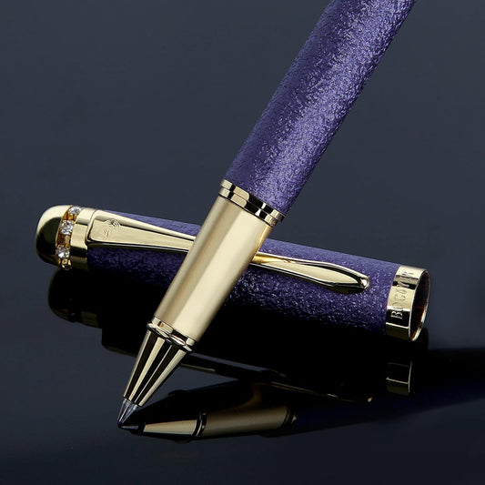 Rollerball Pens - Luxury Gift Set for Women, Refillable Black Ink Pens for Executive Office, Professional, Designer Pens (Purple)