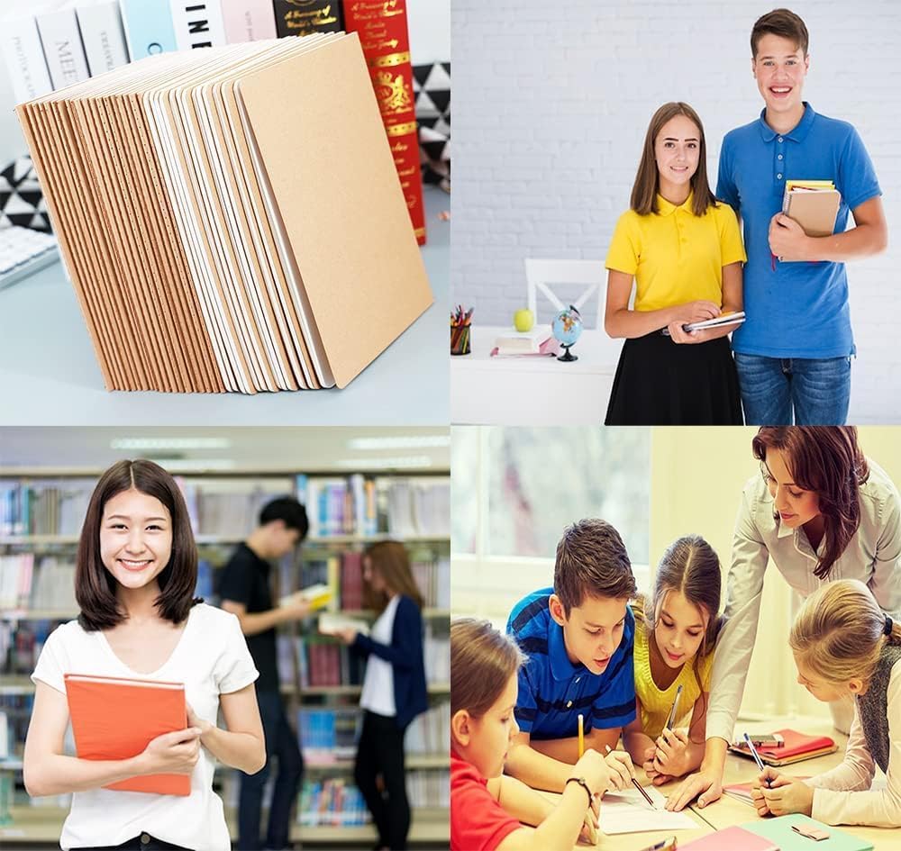 24 Pack A5 Kraft Notebook Journals for Writing 8.3x5.5 Inches Size College Ruled Subject Notebooks 60 Pages with Lined Paper Students and Office Notebook