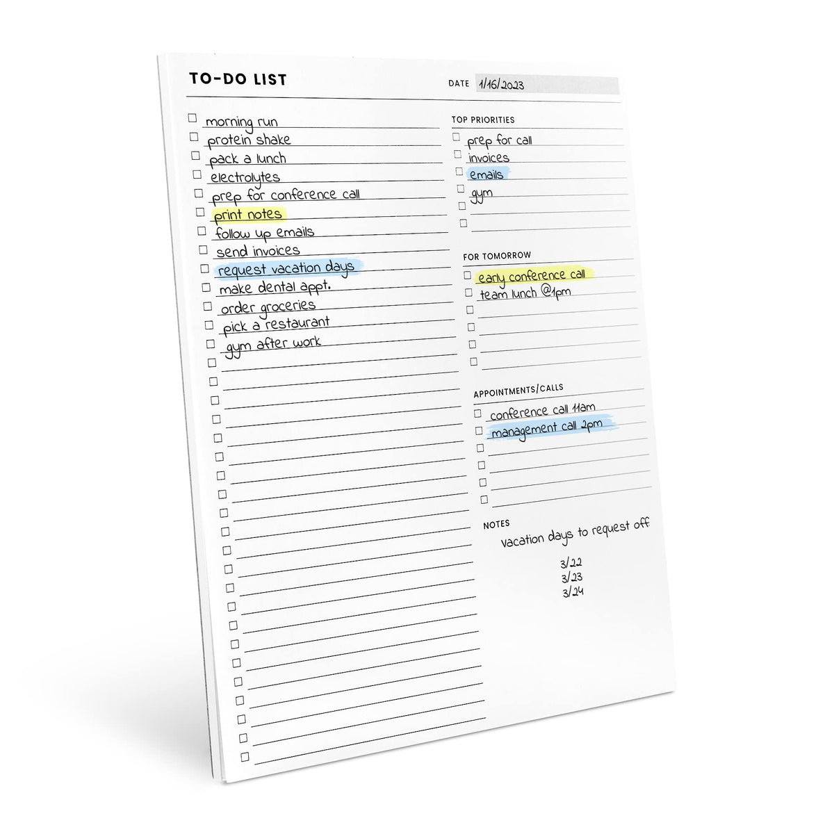 To Do List Notepad with Multiple Functional Sections, Spiral Daily Planner