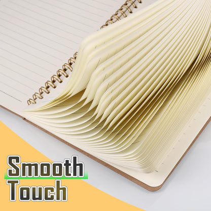 JIANTA 4 Pack A5 Spiral Notebook, Ruled Kraft Cover Wirebound Journals