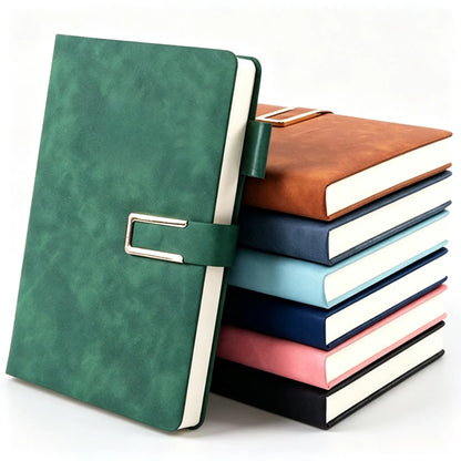 [Back to School Must-Have] A5 Premium PU Leather Bound Journal - Buckle Close Hardcover Work Notebook, 200 Thick Pages for Journaling, School Use