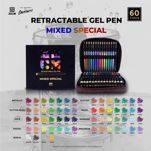 ZSCM Retractable Gel Pen For Adult Coloring, 60 Colors Large Capacity Multicolor Gel Ink Pens, 1 mm Fine Point Smooth Writing Color Pen for Adult Coloring Book Note Taking Aesthetic Art Supplies  pens