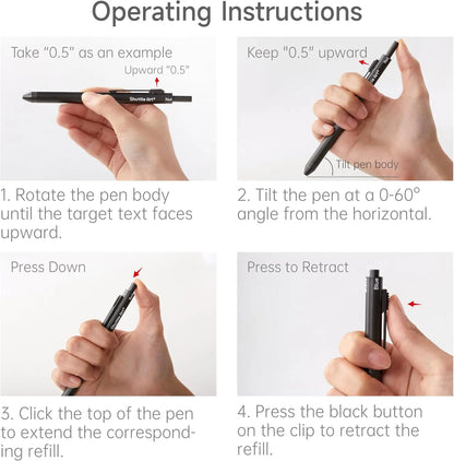 Shuttle Art 4 in 1 Gravity-Activated Multicolor Pen, 2 Pack Retractable Ballpoint Pens with 1.0mm Black Blue Red Ink and 0.5mm Mechanical Pencil, Multifunction Pens Fresh Style Gift Set for Writing School Office Home,back to school,back to school shopping