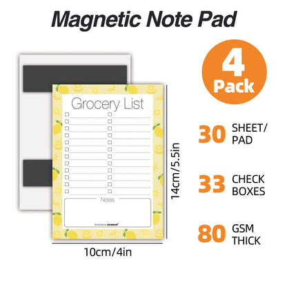 Shopping Random 1/4 Pack Fruit Magnetic Notepads for Fridge - to-Do List, Reminders, Grocery List Pads -Strong Magnetic Back, Weekly Planning Food Organizer/ Tear-Off Notepad Hanging Checklist for Fridge