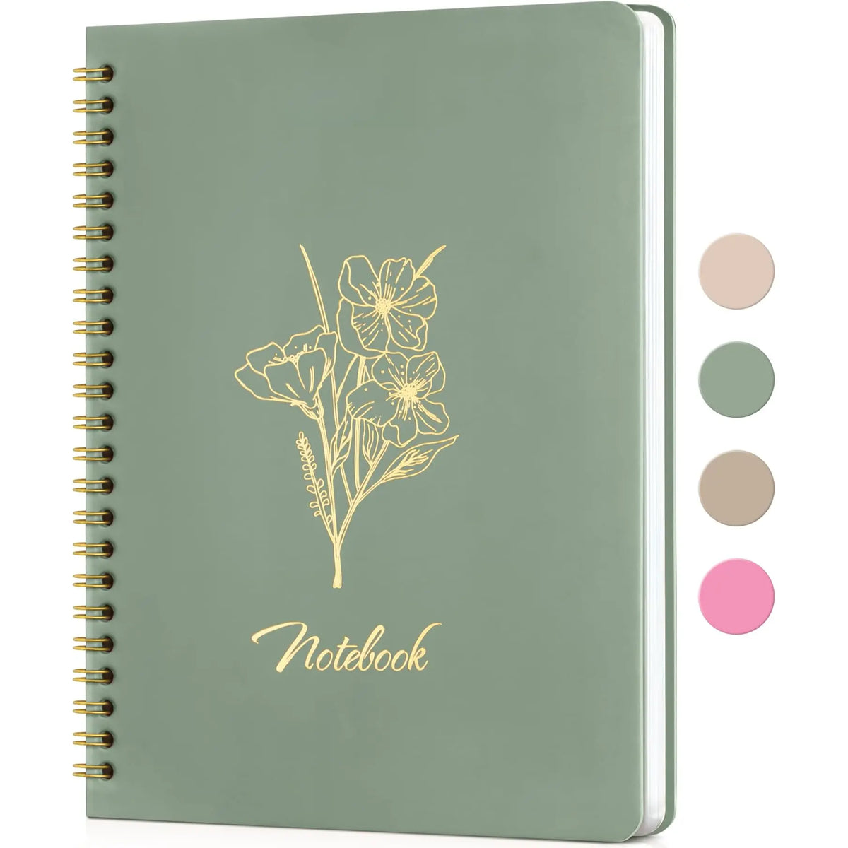 Notebooks for Work, Small Cute Beige Hardcover Spiral Journal 6x9, 100 Pages | Aesthetic College Ruled Notebooks & Writing Pads for Women, Students, Office, School,  Thick Paper
