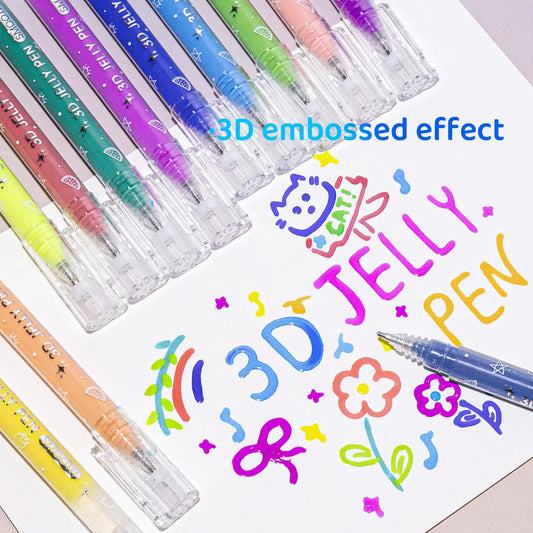 3D Jelly Pen Set, 36 Colors of Glossy Jelly-Effect 3D Gel Pens, Assorted Colors Gel Ink Pens for Painting, Drawing and DIY Coloring, Crafts, Scrapbooking, Bullet Journal, Card Making, Photo Album, Drawing, Writing,back to school,back to school haul
