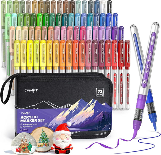Back to school shopping JusArt Opaque Acrylic Markers Set (108/72/48/36 Colors, Painting Bag Gift Pack), Waterproof Brush Tip Art Sets, Premium DIY Painting Supplies for Multiple Surfaces, School Supplies back to school haul supplies