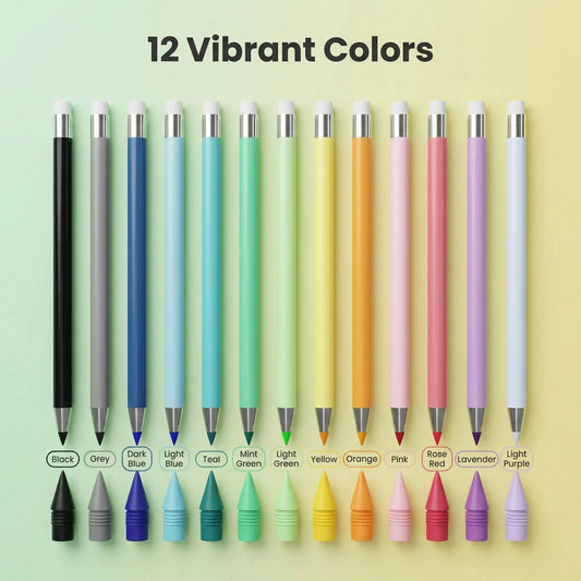 Rarler 12-Piece Assorted Colored Bullet Tip Mechanical Pencils Set - No-Sharpening Replaceable Lead, Erasable, Eco-Friendly, Smooth-Writing Office Stationery Supplies, Drawing Pencils Set for Students’ School Supplies Haul