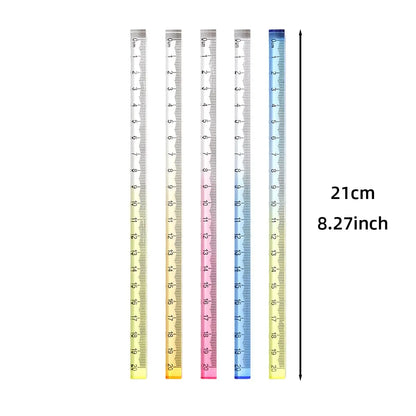 3/5Pcs Gradient Transparent Ruler, Measuring Instrument, 20cm Length, Square Edge Thickened Design for Strength and Durability, Clear Accurate Measurement Scale, Smooth Edges, Portable, Suitable for Study, Drawing, Office and Daily Measuring