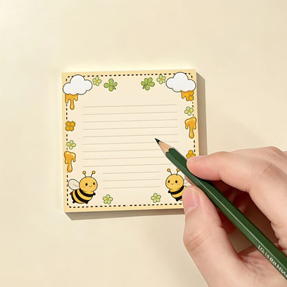 Daily Aesthetic Bee Pattern Memo Pad - Versatile Lined Notebook for Students, Journaling & Reminders
