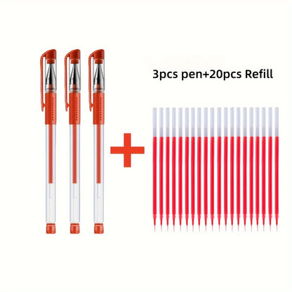[Business Sign Pens] 23pcs [3pcs Pen And 20pcs Refills] Business Sign Pens Blackcollege High School Students Office Stationery Examination Water Pen Needle Head 0.5Mm Neutral Pen