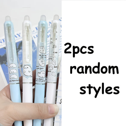 2/3pcs Random Cute Little Seal Pattern Erasable Pen, Side-Press High-Value Click Pen, 0.5mm Gel Pen, Suitable for Office and Study - Pcs