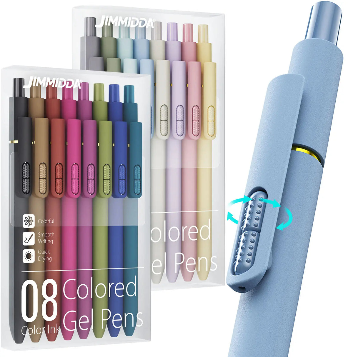 8 Pack Gel Pens, Quick-Drying Black & Color Ink, 0.7mm Fine Point Fidget Pen Smooth Long-Lasting Ink Pens, Stress Relief , No Smear, No Bleed, Journaling, Note Taking ,School Office, Gifts for Men Women