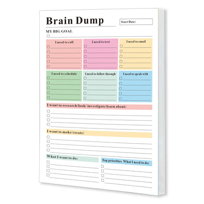 ADHD Multi-Section Daily Brain Dump Productivity Planner Notepad - 50 Pages Tear-Off Sheets (8.5x5.8in), Office Planner,Task Organizer, To-Do List, Priorities Tracker,Schedule Pad, Focus Tool, Halloween Gifts,sohochic