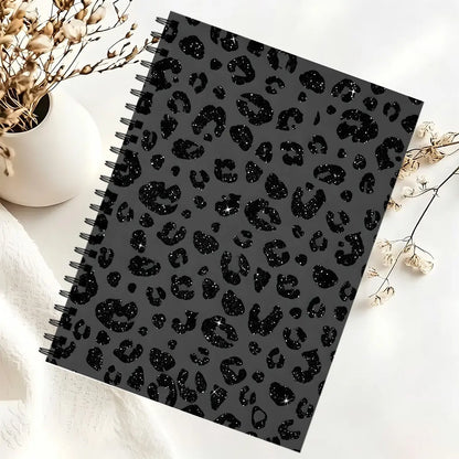 Gold Leopard Print Spiral Notebook, Dual Spiral Binding, 60 Pages Lined Blank, Ideal for Daily Inspiration, Planning, Study Notes, Spiral Bound Notebook