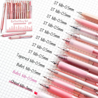 Four Candies Rose Series Aesthetic Gel Pens with pencil case,0.5mm Fine Point Smooth Writing,Cute Girly Kawaii Desk Accessories,Planner & Journal Pens,Black Pink Ink,Nurse & Student Essentials,Back to School Haul,Office & School Supplies