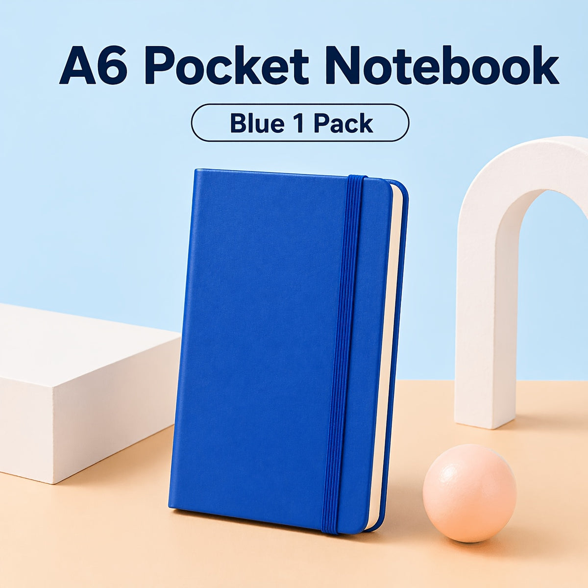 [Premium PU Leather Notebook] Pocket Hardcover Notebook A6, 84 Sheets Thick Creamy Paper, Premium PU Leather Cover, 8 Colors Available, Lined Journal with Elastic Closure for Writing Journaling Office School