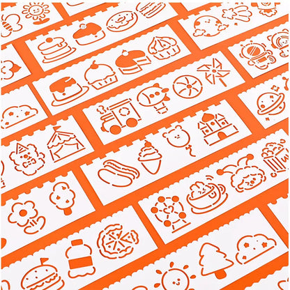 Cartoon Hand Drawn Ruler Student School Study Supplies 24-Piece DIY Handwritten Report Card Cutout Template Painting Multifunctional Border Ruler