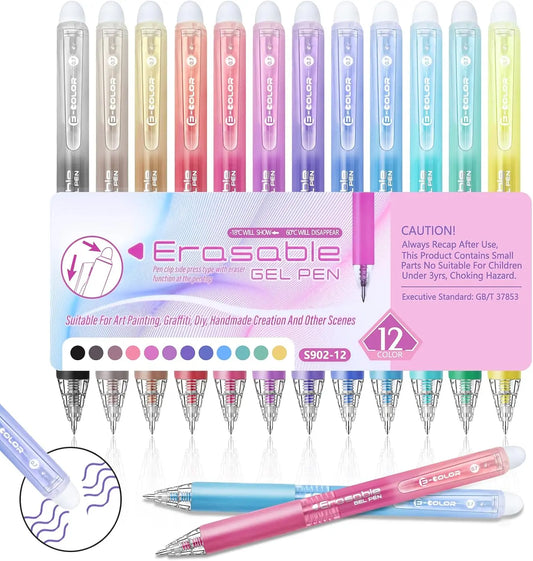 12/24/36 Pack Lavish Erasable Gel Pens, Retractable Fine Point Clicker Pens in Assorted Colors, Smooth Writing and Easy to Use for Students, Teachers and Artists, Drawing Writing Planner and Crossword Puzzles,magical pen,gift,Colorful Crafts