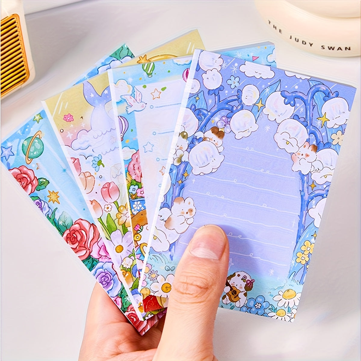 Dreamy Garden Oil Painting Notepad for Students, 50 High-Quality Floral Memo Sheets for Notes And Reminders