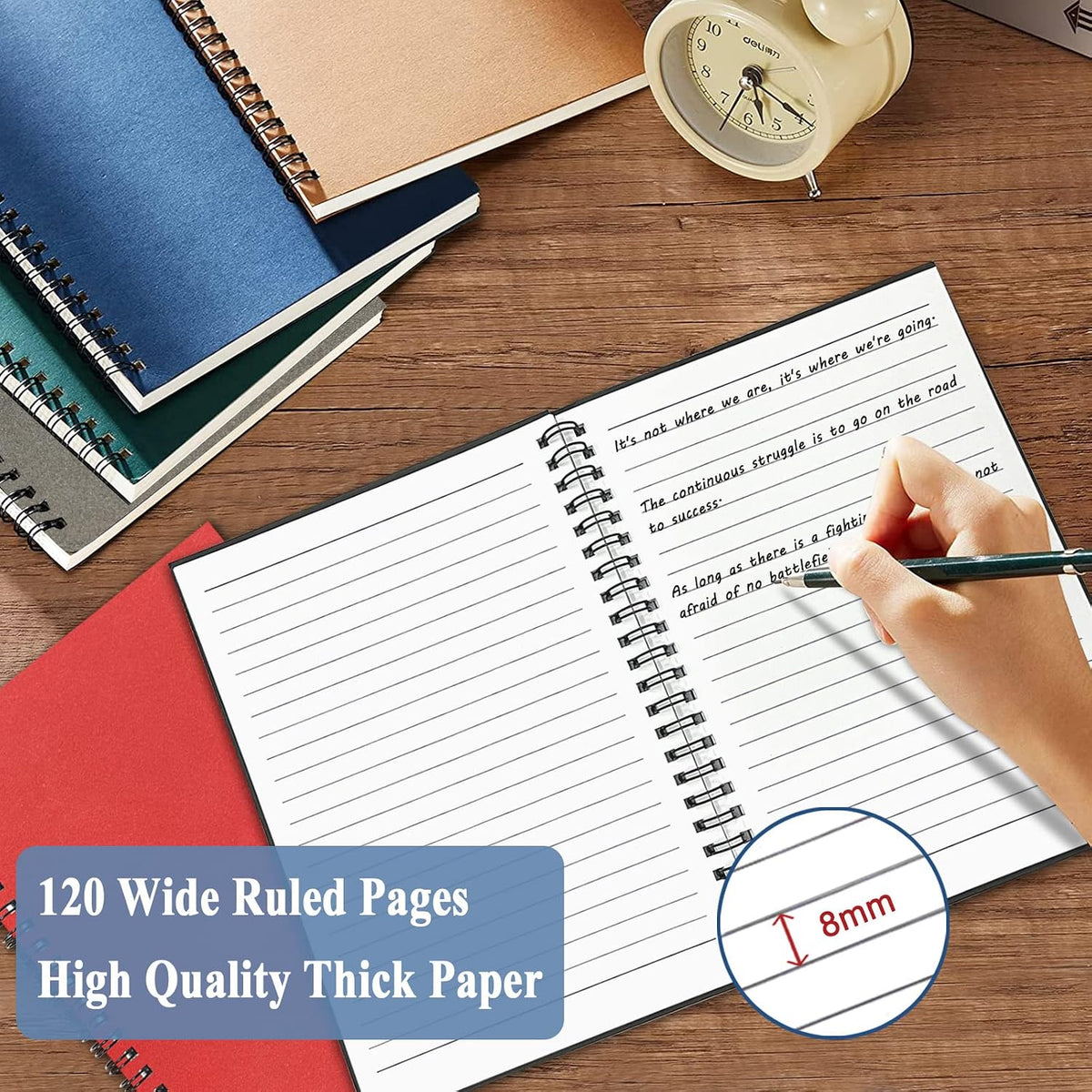 6Pack Spiral Notebook, 5.7x8.3” Small Notebooks for Work 120 Page Note Pads