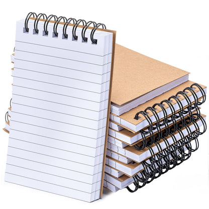 deli Kraft Pocket Notebooks Set of 24, 3x5 Small Spiral Notebooks 80gsm Thick Paper No Bleed, 360° Lies Flat Mini Notepads, 100 Pages Lined Journal for Work School Home Office - Vintage Brown