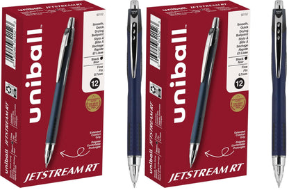 uniball™ Jetstream RT Ballpoint Pens, Black Ink, 0.7mm Fine Point, 3 Count