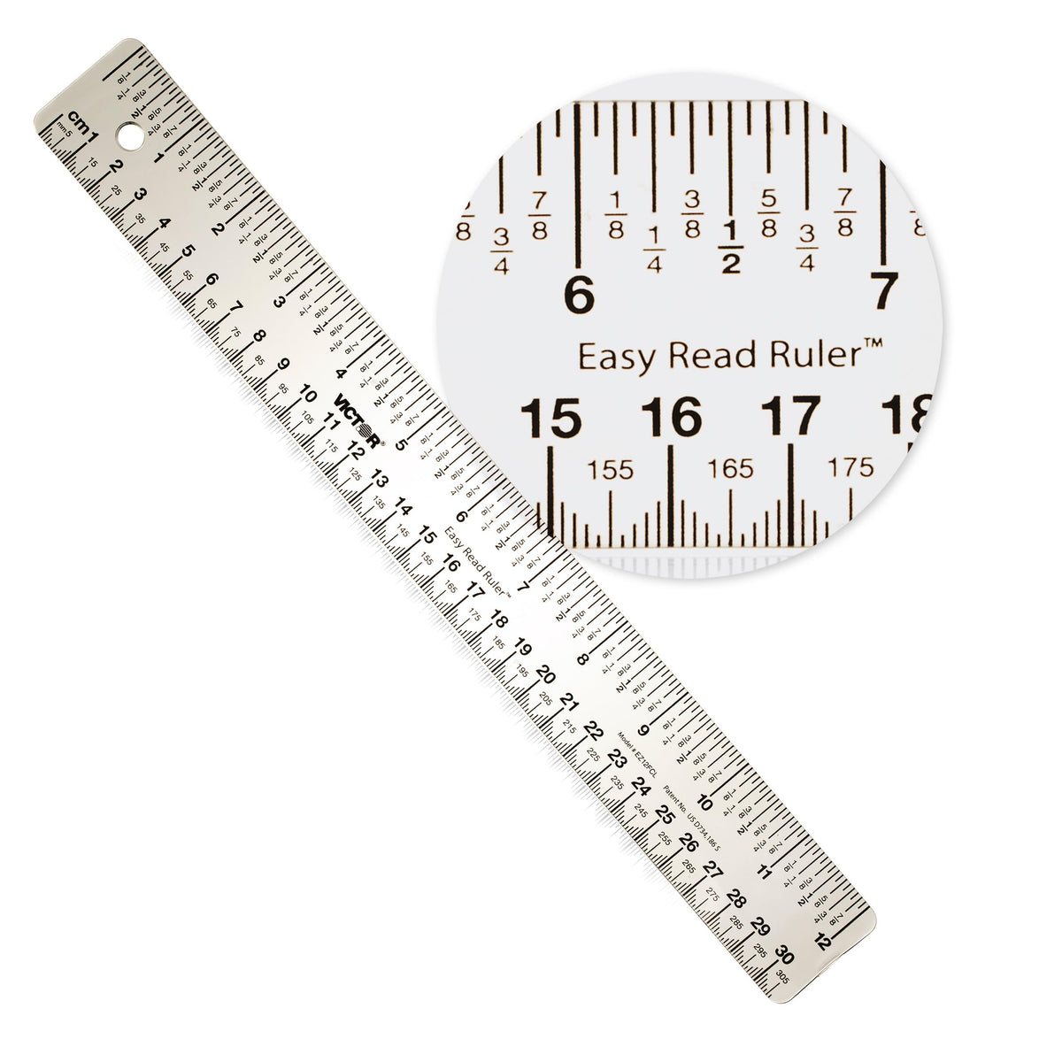 Victor Easy Read 12-Inch Plastic Ruler, Non-Glare Straight Edge Ruler, Standard and Metric Measuring Tool for School, Office, Drafting, Drawing, and Crafts