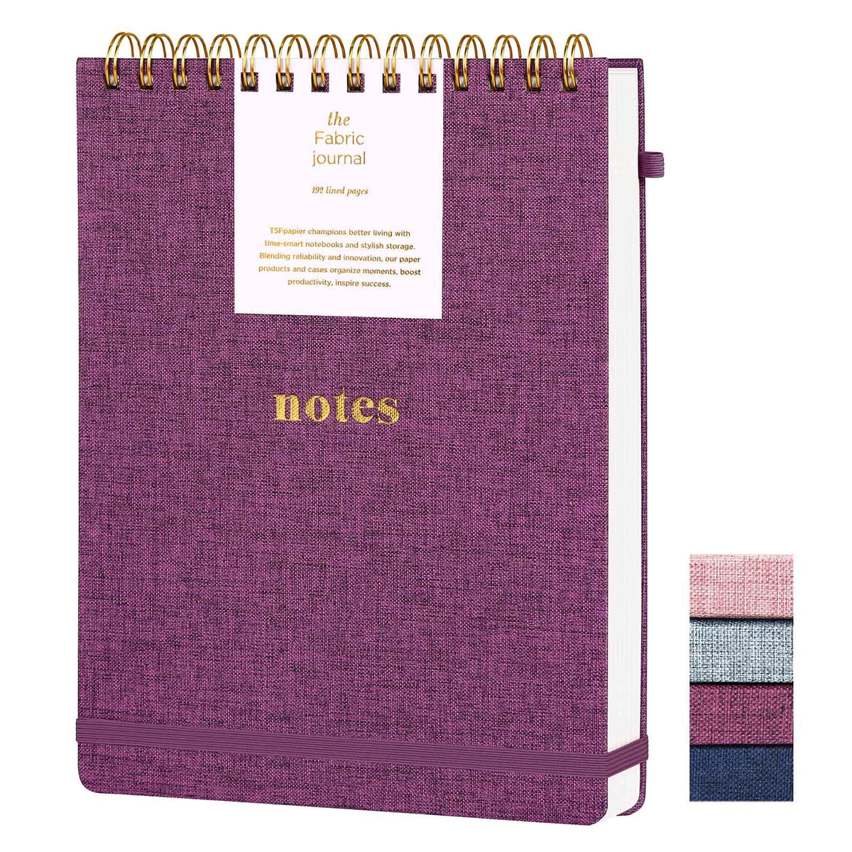 TSFPapier A5 Top Spiral Notebook, Fabric Hardcover College Ruled Journal