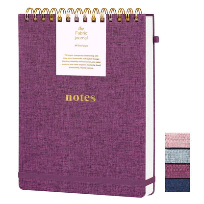 TSFPapier A5 Top Spiral Notebook, Fabric Hardcover College Ruled Journal