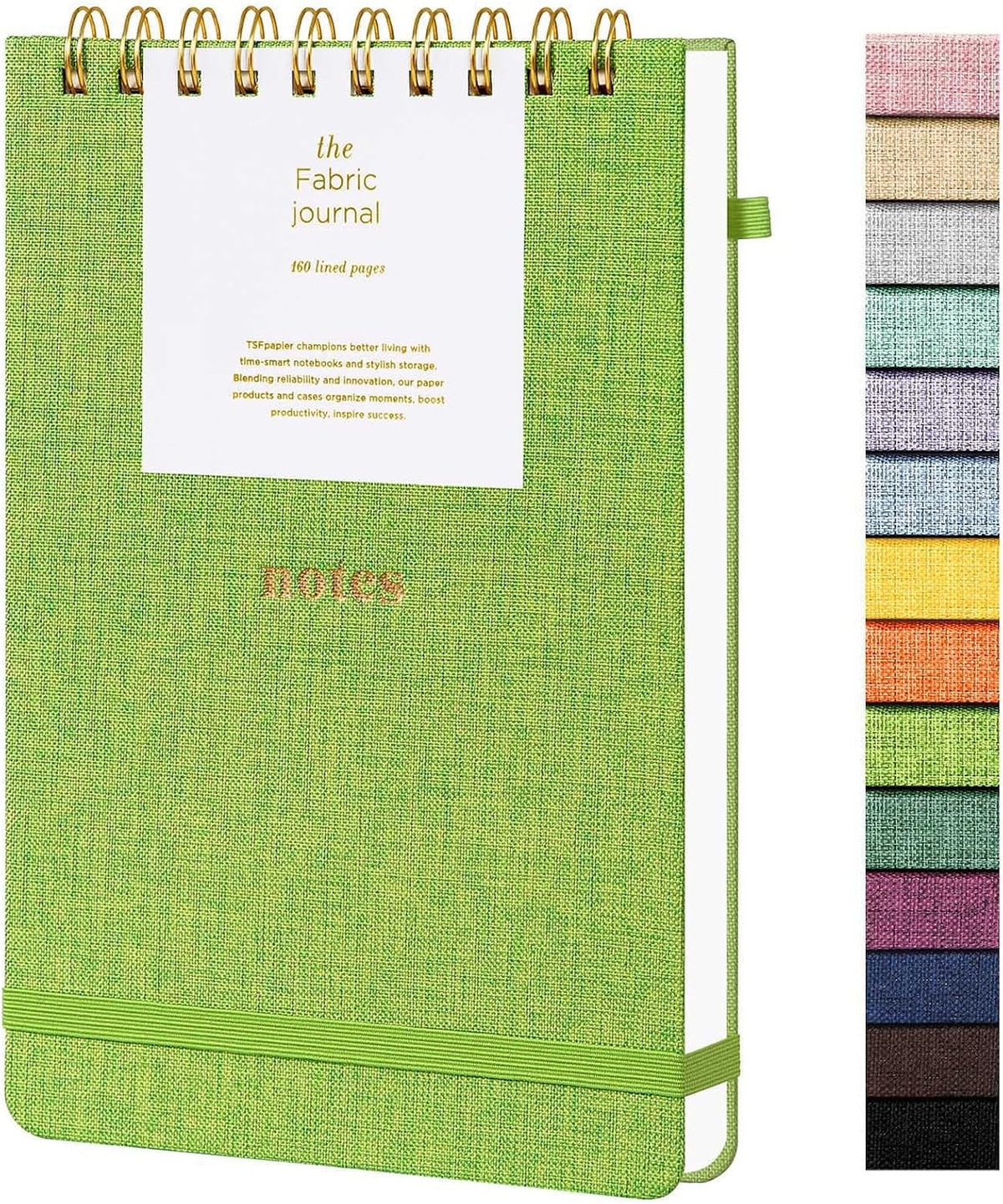 TSFPapier A5 Top Spiral Notebook, Fabric Hardcover College Ruled Journal