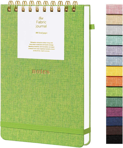 TSFPapier A5 Top Spiral Notebook, Fabric Hardcover College Ruled Journal