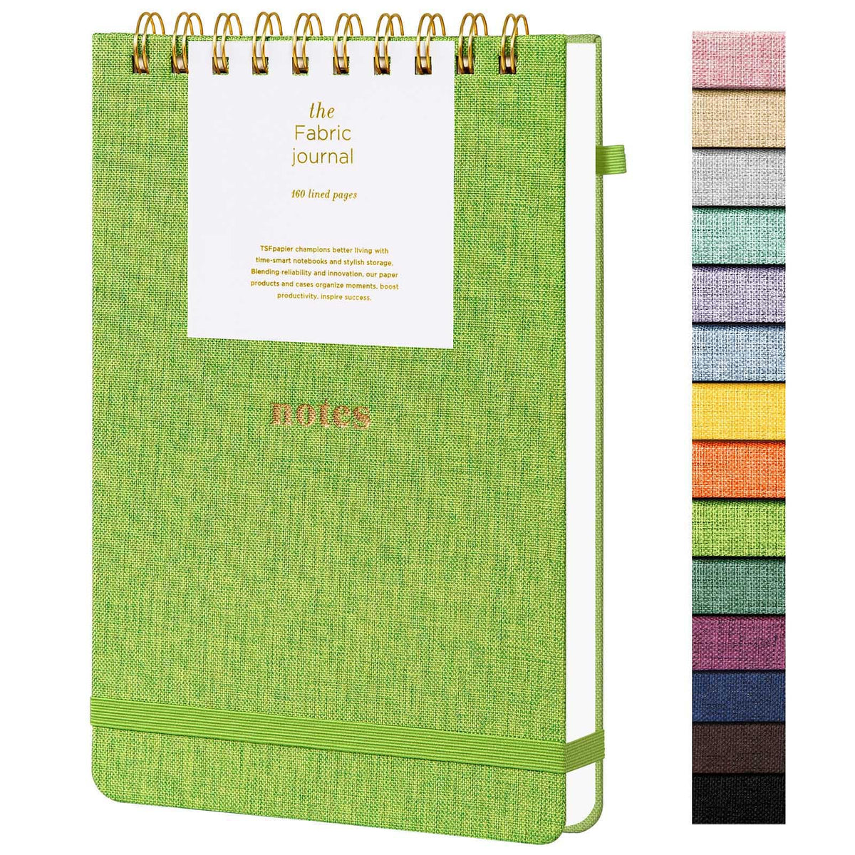 TSFPapier A5 Top Spiral Notebook, Fabric Hardcover College Ruled Journal