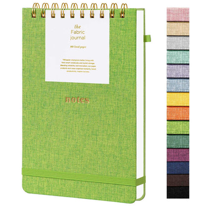 TSFPapier A5 Top Spiral Notebook, Fabric Hardcover College Ruled Journal