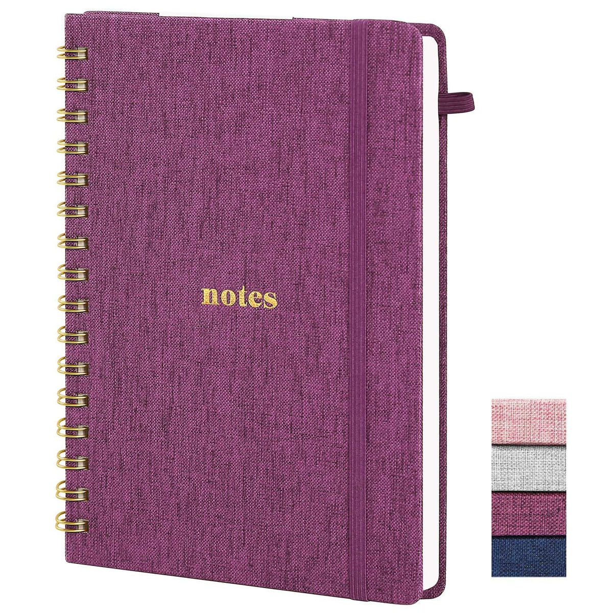 TSFPapier A5 Top Spiral Notebook, Fabric Hardcover College Ruled Journal