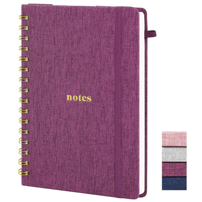 TSFPapier A5 Top Spiral Notebook, Fabric Hardcover College Ruled Journal