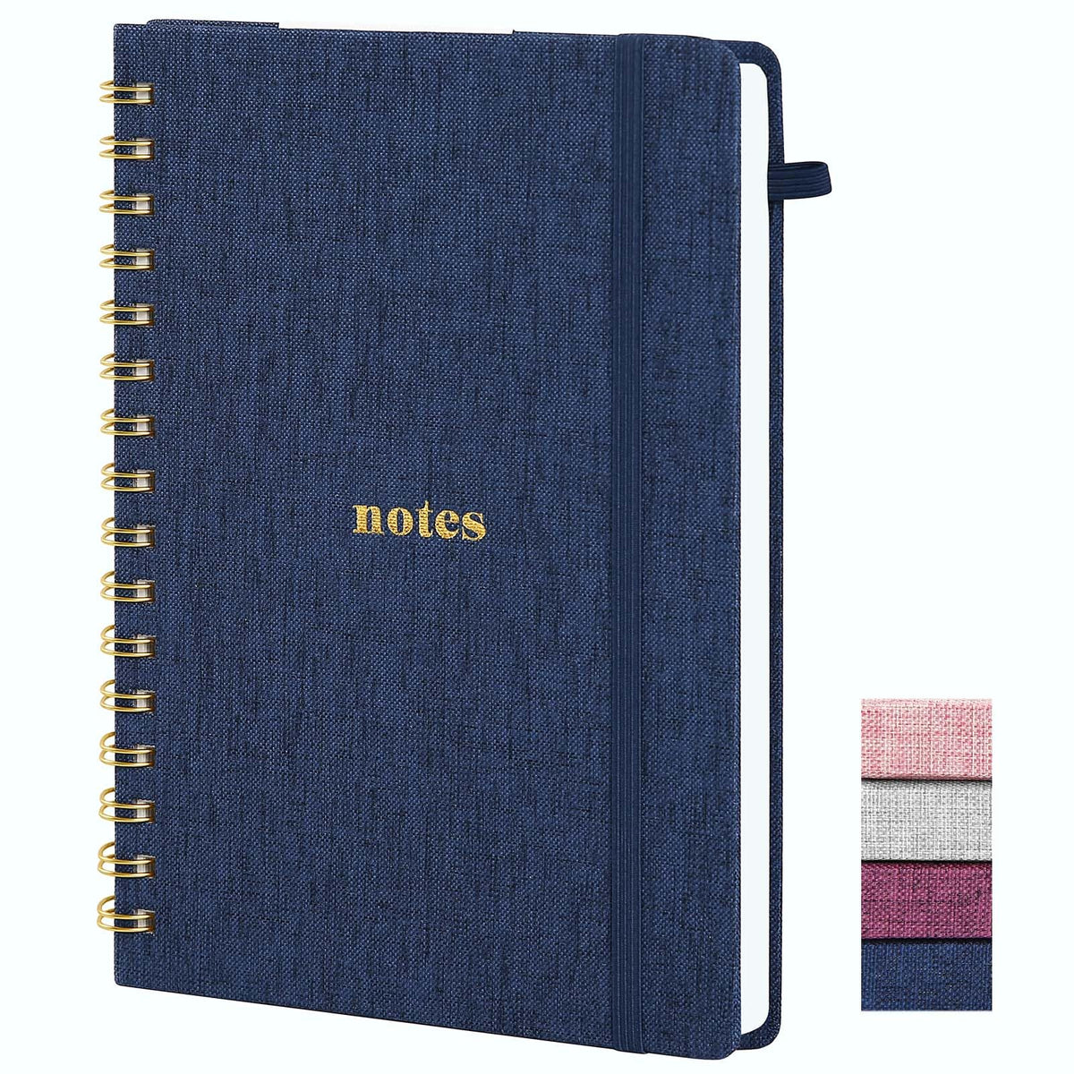TSFPapier A5 Top Spiral Notebook, Fabric Hardcover College Ruled Journal