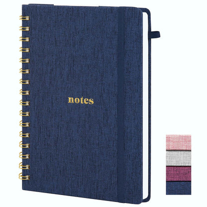 TSFPapier A5 Top Spiral Notebook, Fabric Hardcover College Ruled Journal