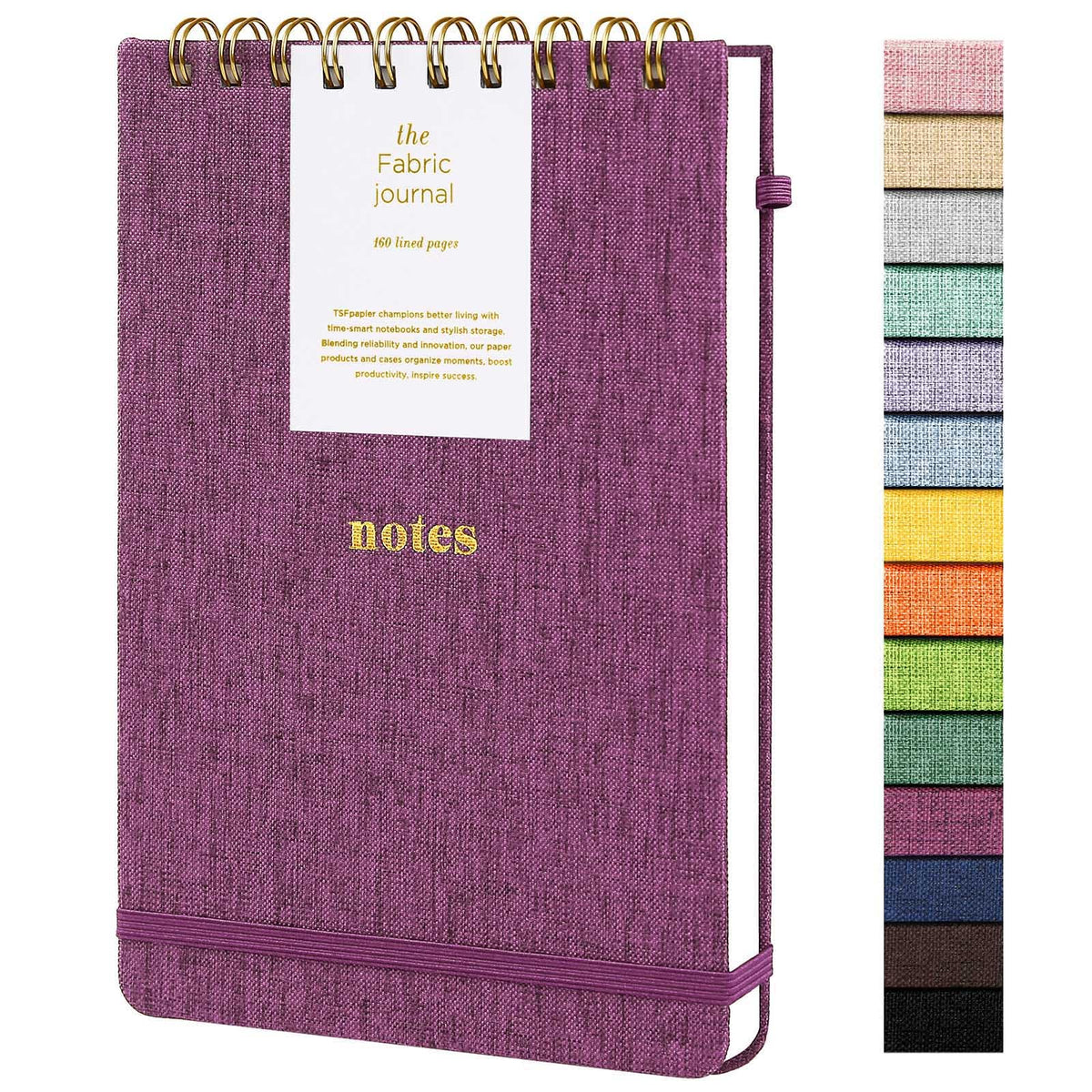 TSFPapier A5 Top Spiral Notebook, Fabric Hardcover College Ruled Journal