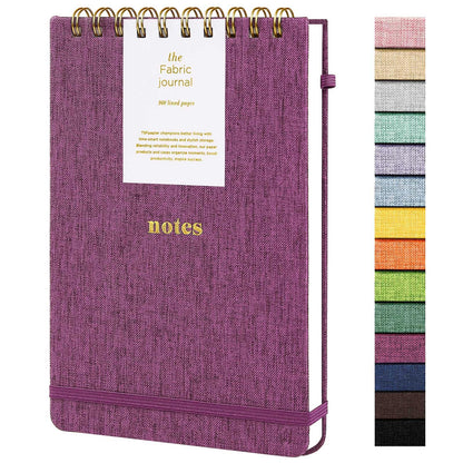 TSFPapier A5 Top Spiral Notebook, Fabric Hardcover College Ruled Journal